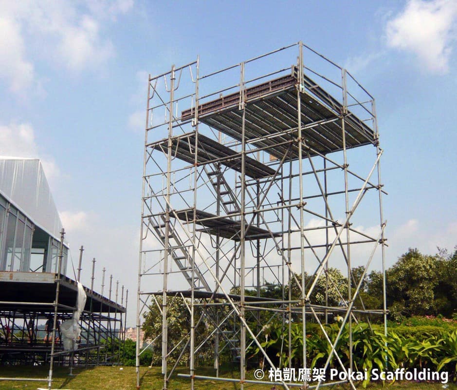 揚昇高爾夫球場戶外賽事景觀台與活動看台的鷹架搭設工程照