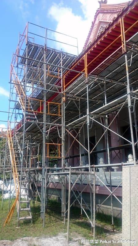 瑞芳佛慈禪寺傳統建築修繕與屋簷維護鷹架搭設整體外觀照