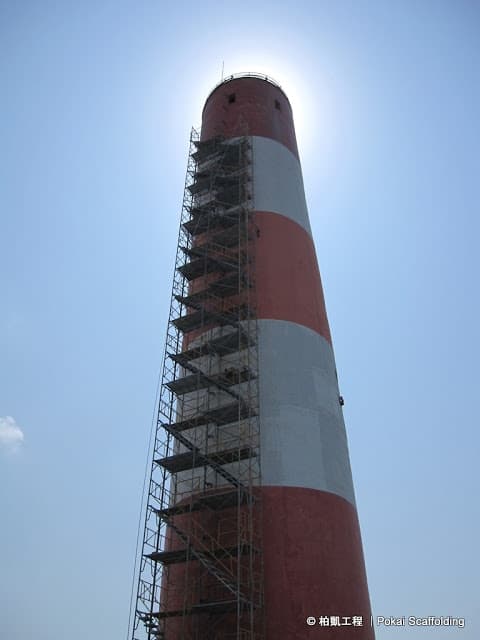 金門塔山發電廠管架作業與柏凱專利系統施工架搭設實景